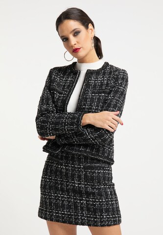 Blazer di faina in nero: frontale