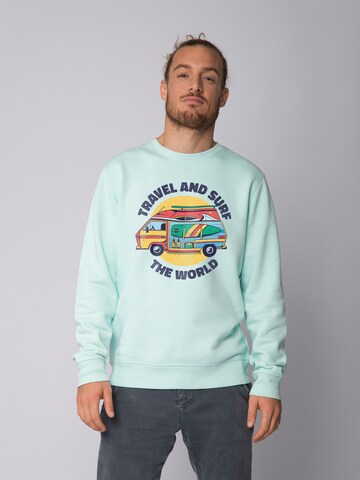 Sweat-shirt 'Travel and surf' Watapparel en bleu : devant
