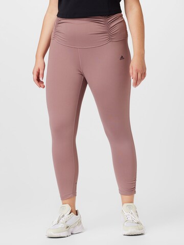 ADIDAS SPORTSWEAR Skinny Workout Pants 'Studio Gathered ' in Brown: front