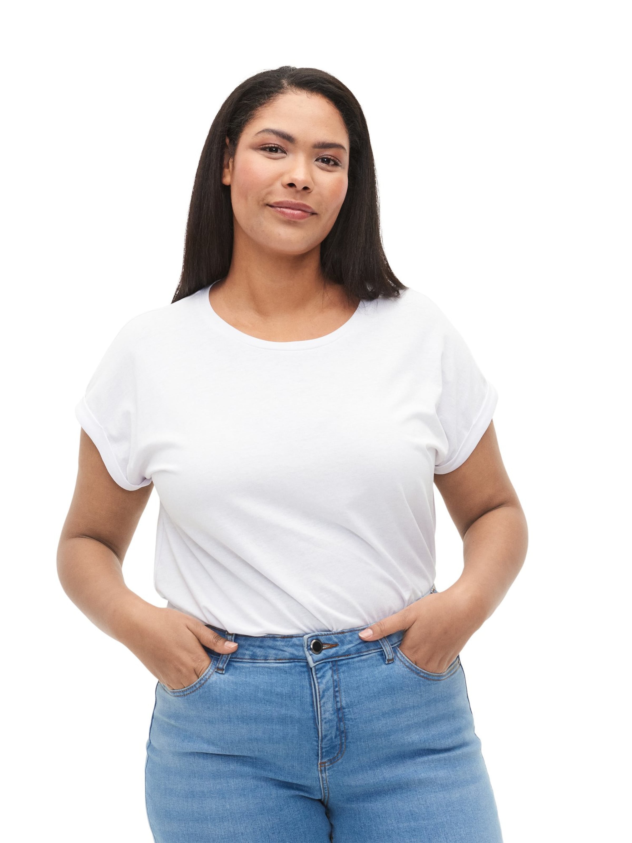 Zizzi - Camisa 'Katja' em branco: frente