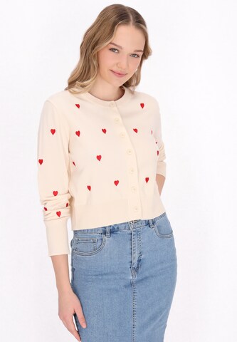 MYMO Gebreid vest in Wit: voorkant