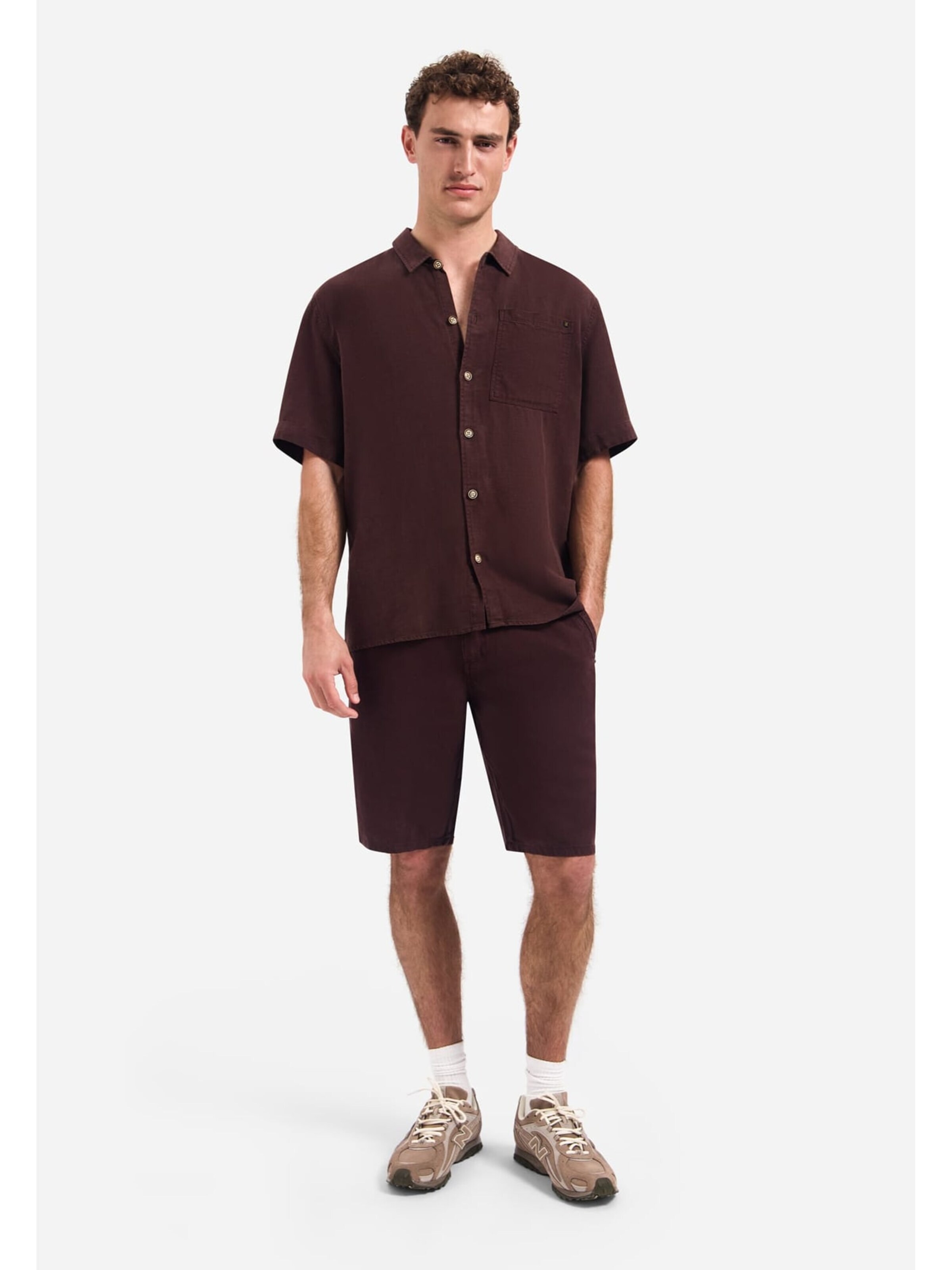 No Excess Comfort fit Button Up Shirt in Brown