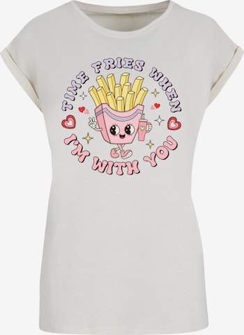 F4NT4STIC Shirt 'Time Fries when I am with you Valentinstag' in Beige: voorkant