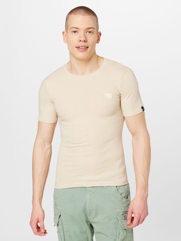 T-Shirt ALPHA INDUSTRIES en beige : devant