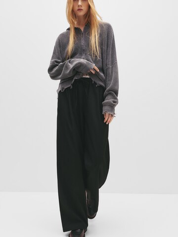 Loosefit Pantalon à pince Pull&Bear en noir