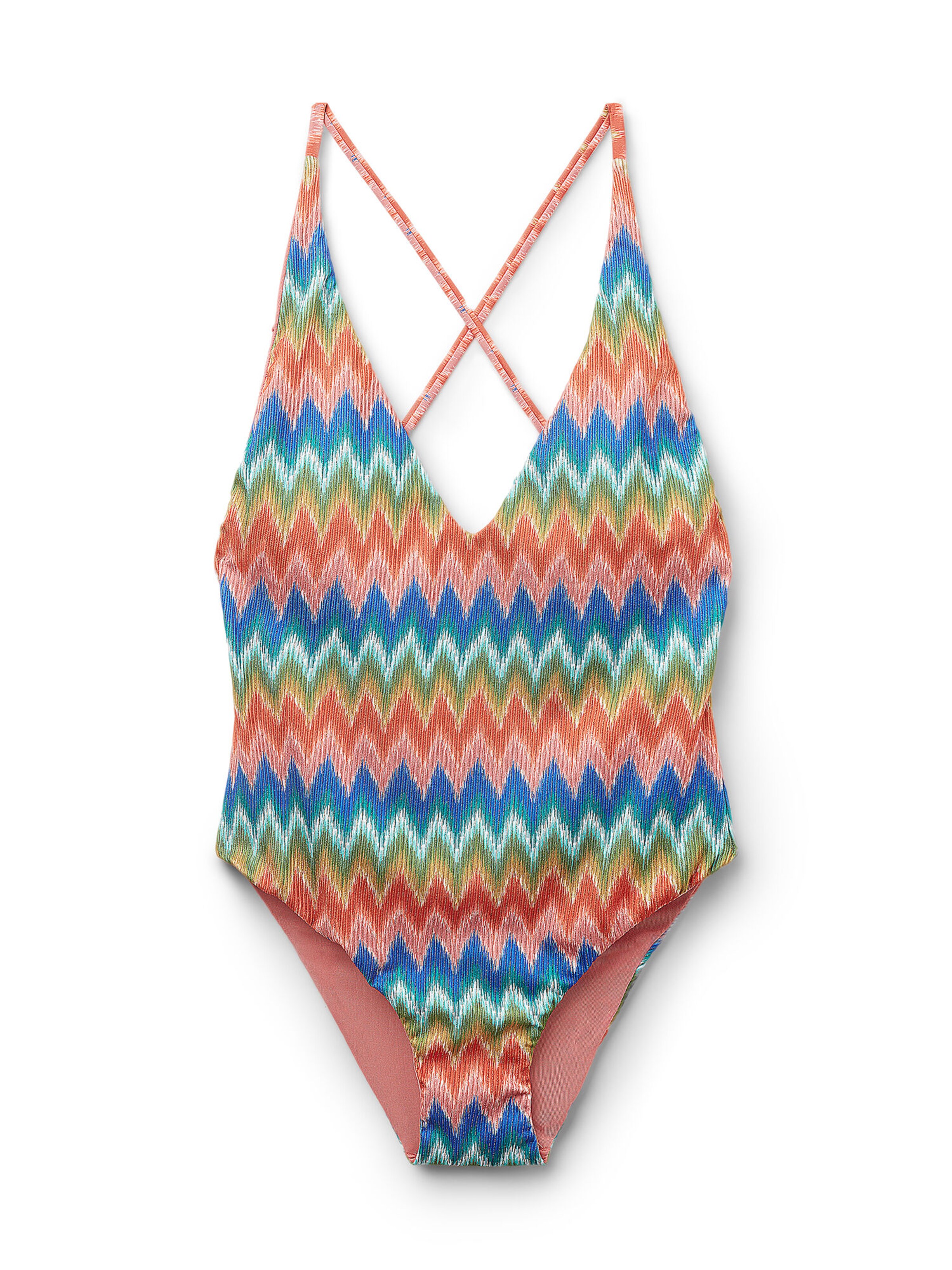 CALZEDONIA Bralette Swimsuit 'Elegant Chevron' in Mixed colors: front