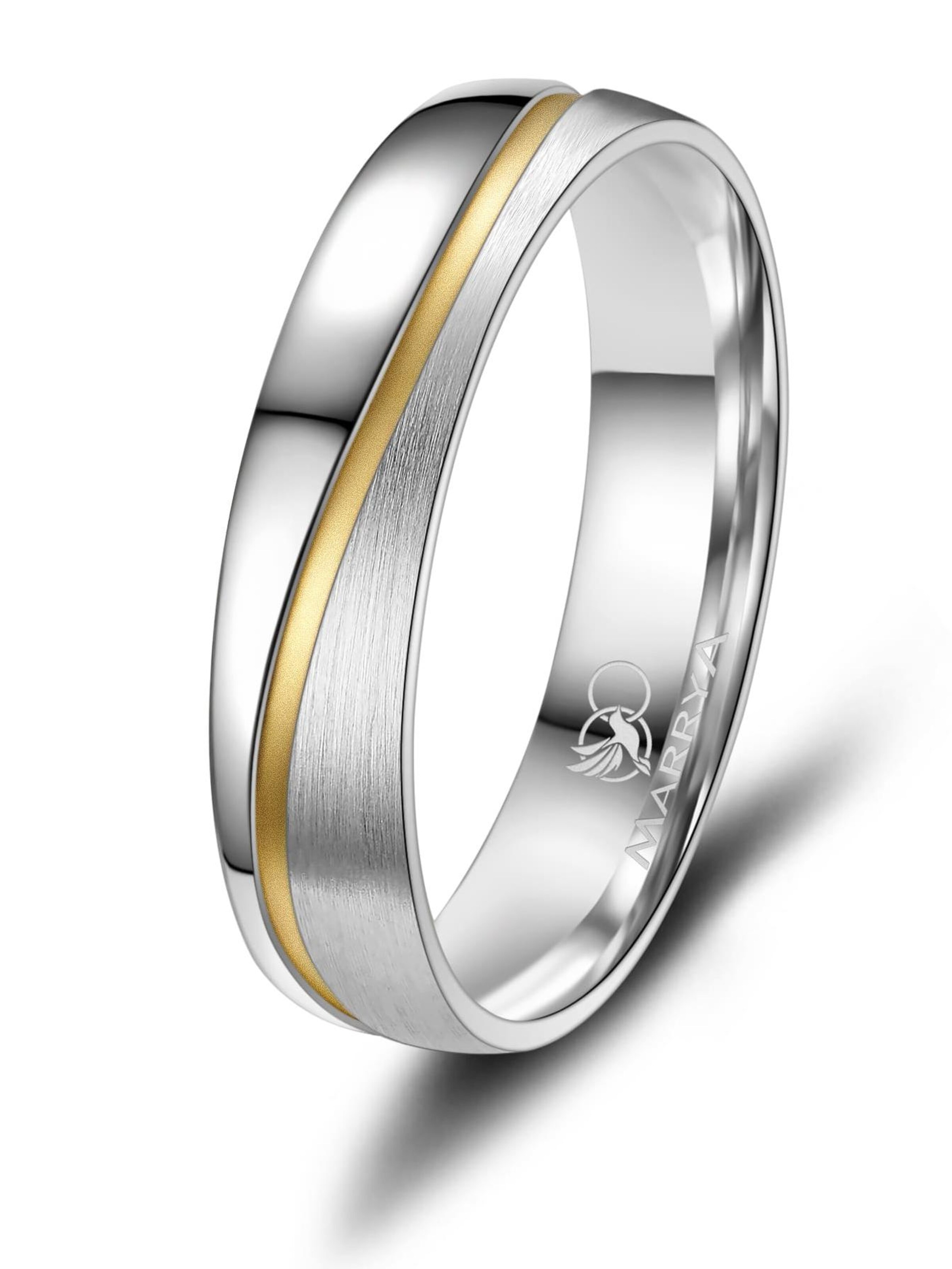 MARRYA Ring 'MARRYA ES-15 Eheringe aus Edelstahl - Silber- & Gold-farben' in Silver: front