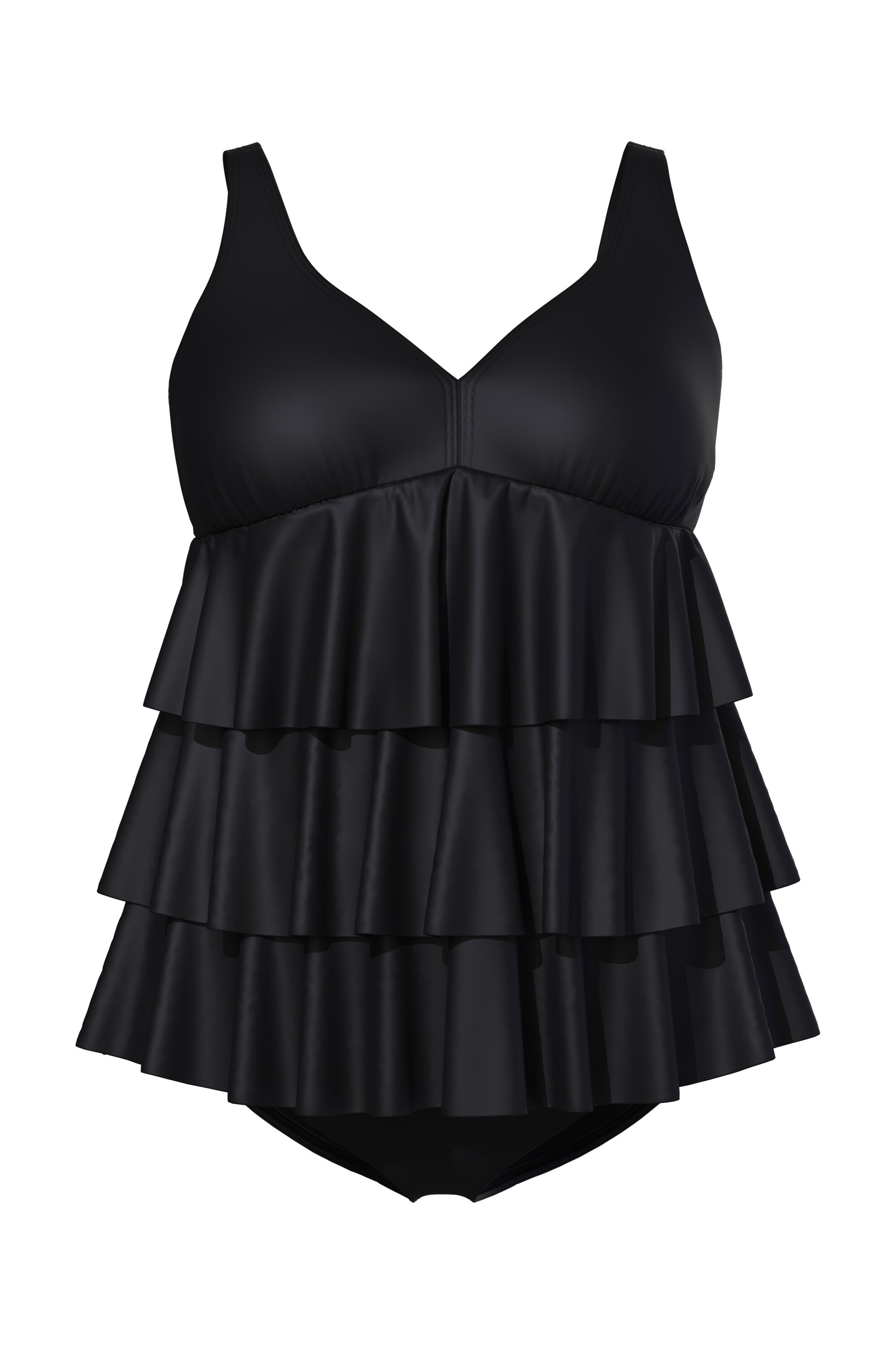 Ulla Popken Bustier Badeanzugkleid in Schwarz: Vorderseite