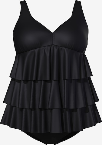 Ulla Popken Badeanzugkleid in Schwarz: Vorderseite