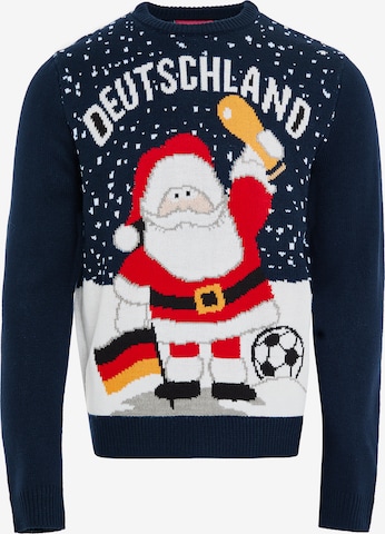 Threadbare Sweater 'Xmas' in Blue: front