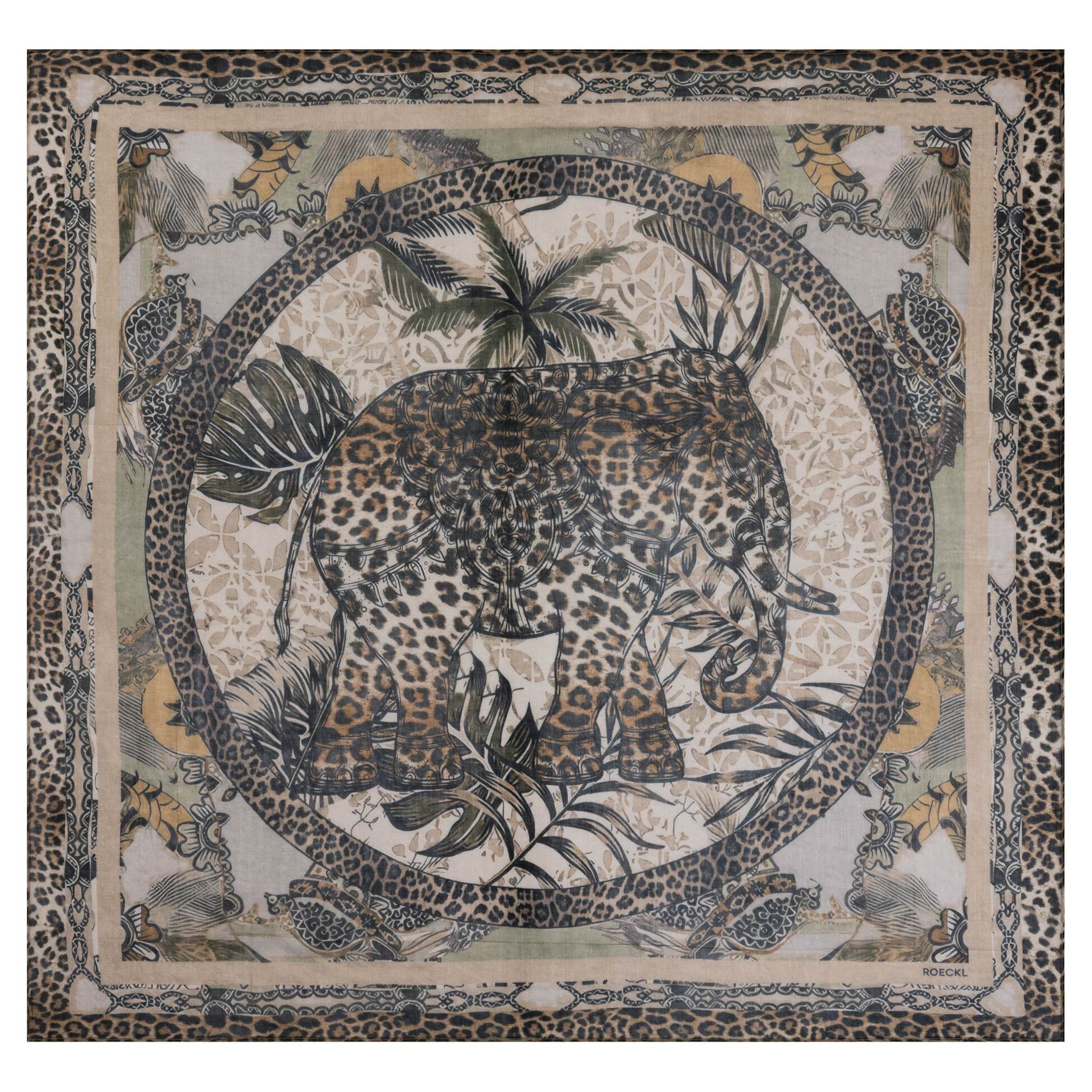 Foulard 'WILD ELEPHANT' di Roeckl in beige: frontale
