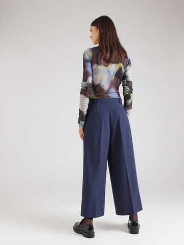 HUGO Wide leg Pleat-front trousers 'Halissa' in Blue