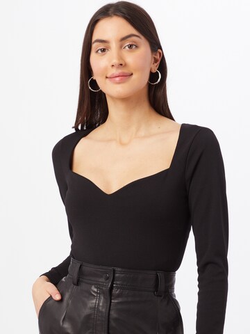 Missguided Shirt bodysuit in Black: front