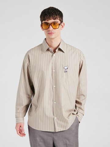ANNARR Comfort fit Button Up Shirt 'ANRVOLUND SNOOPY' in Beige: front