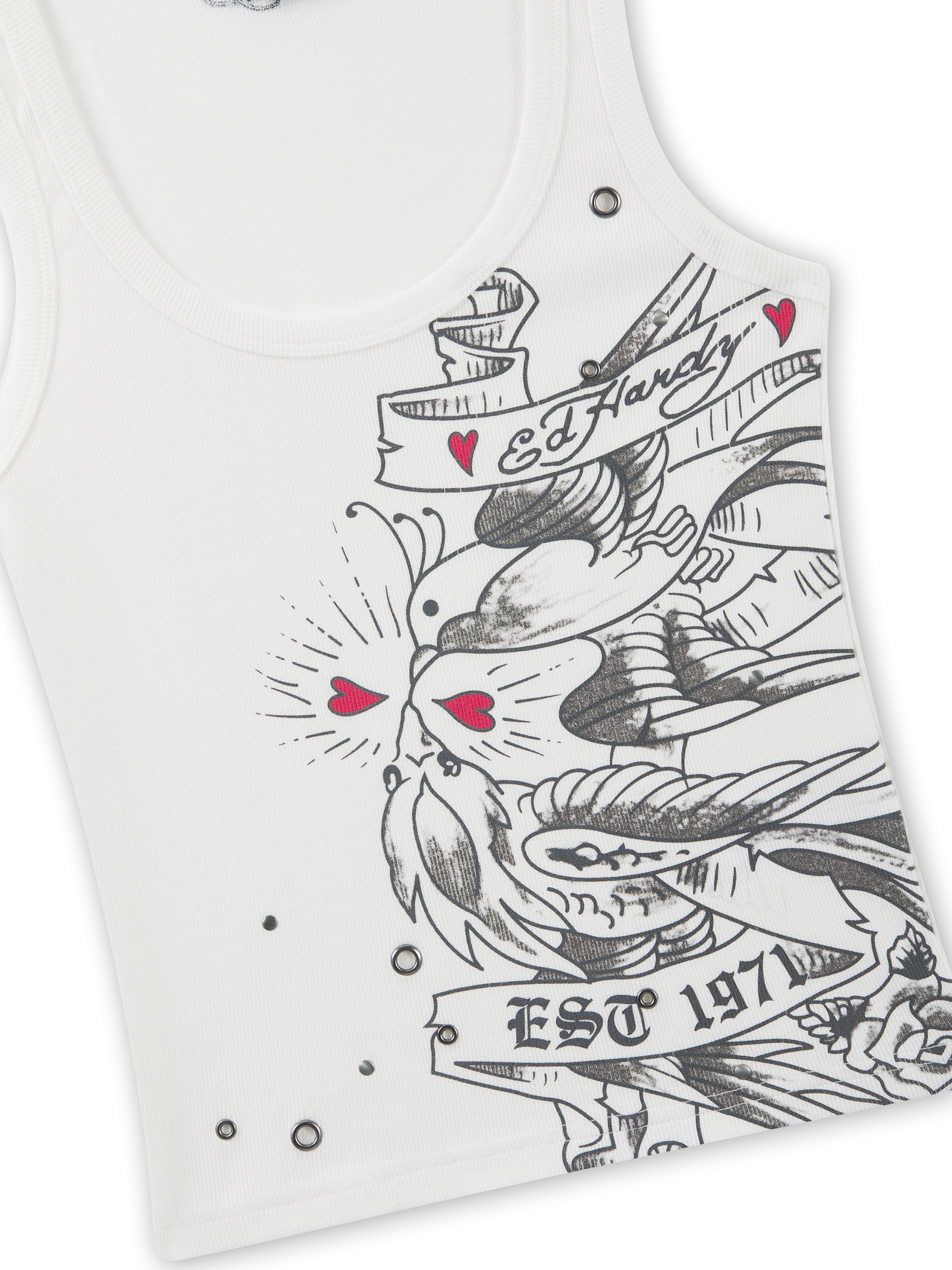 Ed Hardy Top 'Love Birds' in Weiß