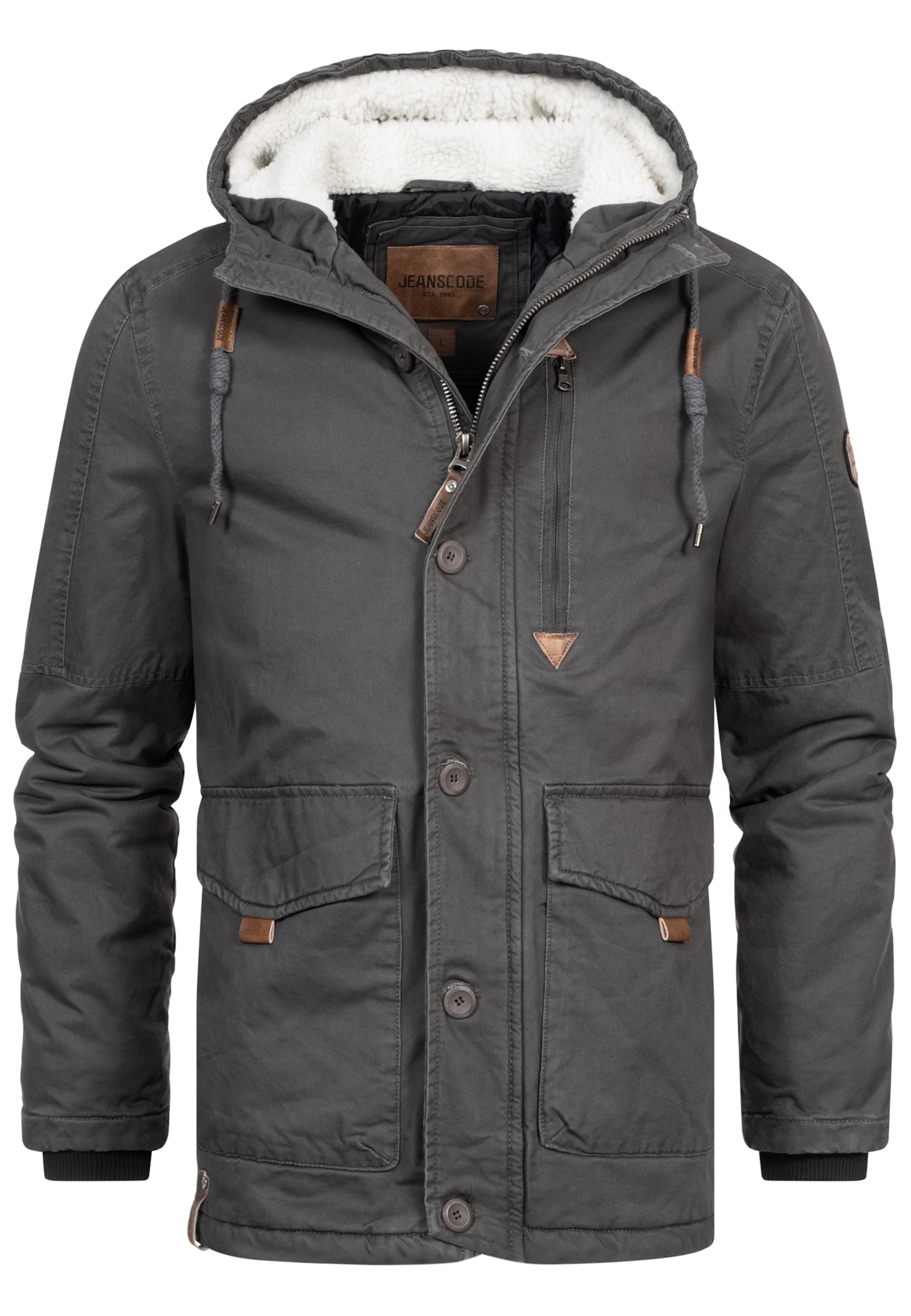INDICODE JEANS Winterjacke ' Crossing ' in Grau: Vorderseite