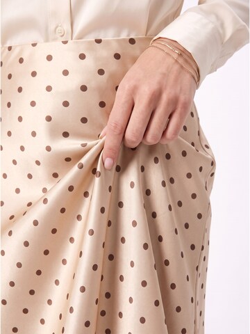 TorWeit Rok 'Women's Polka Dot Elastic Waist Maxi Skirt' in Beige