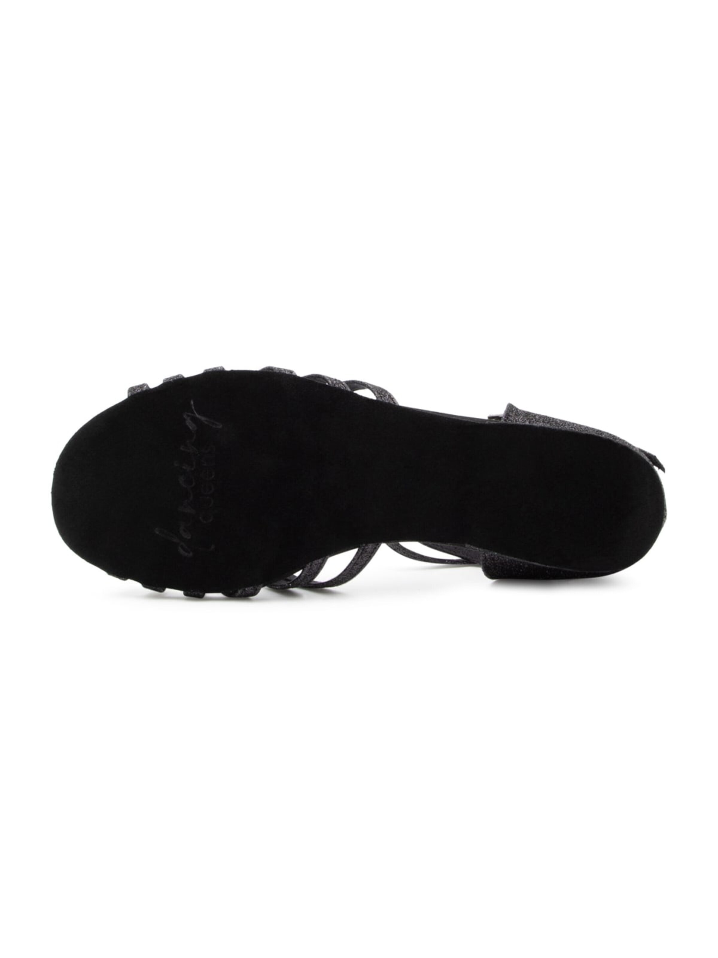 Dancing Queens Strap Sandals 'Joy Tanzschuhe Glitter Mikrofaser - Absatz 1.0 cm flat & Wildleder-Sohle' in Black