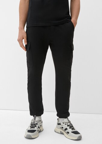 Effilé Pantalon cargo QS en noir : devant