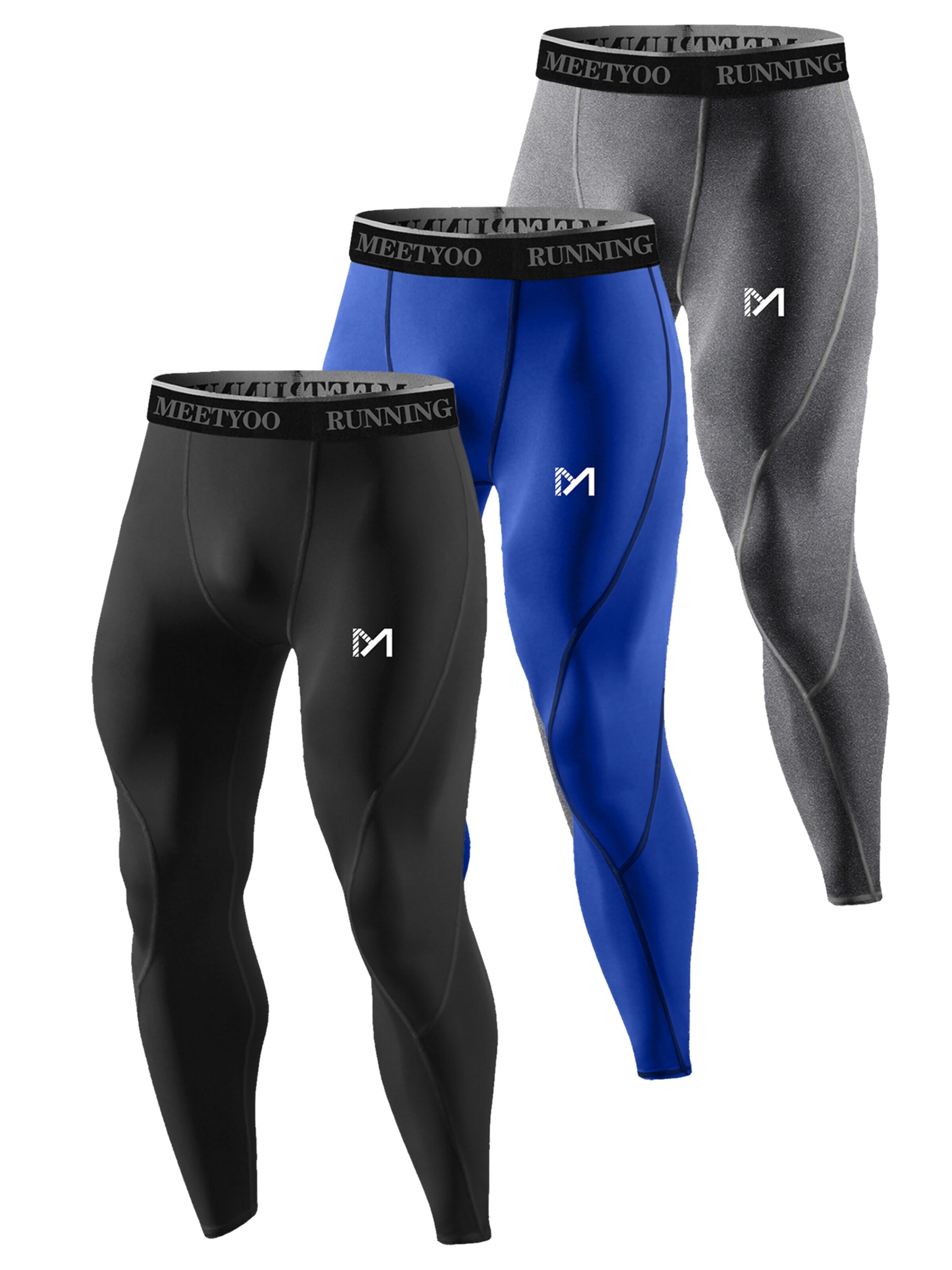 MEETWEE Sportondergoed '3-pack Workout Compression Pants' in Gemengde kleuren