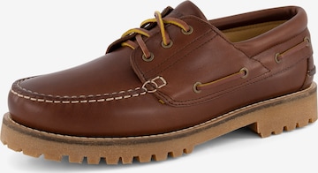 Travelin Moccasins 'Plymouth' in Brown: front