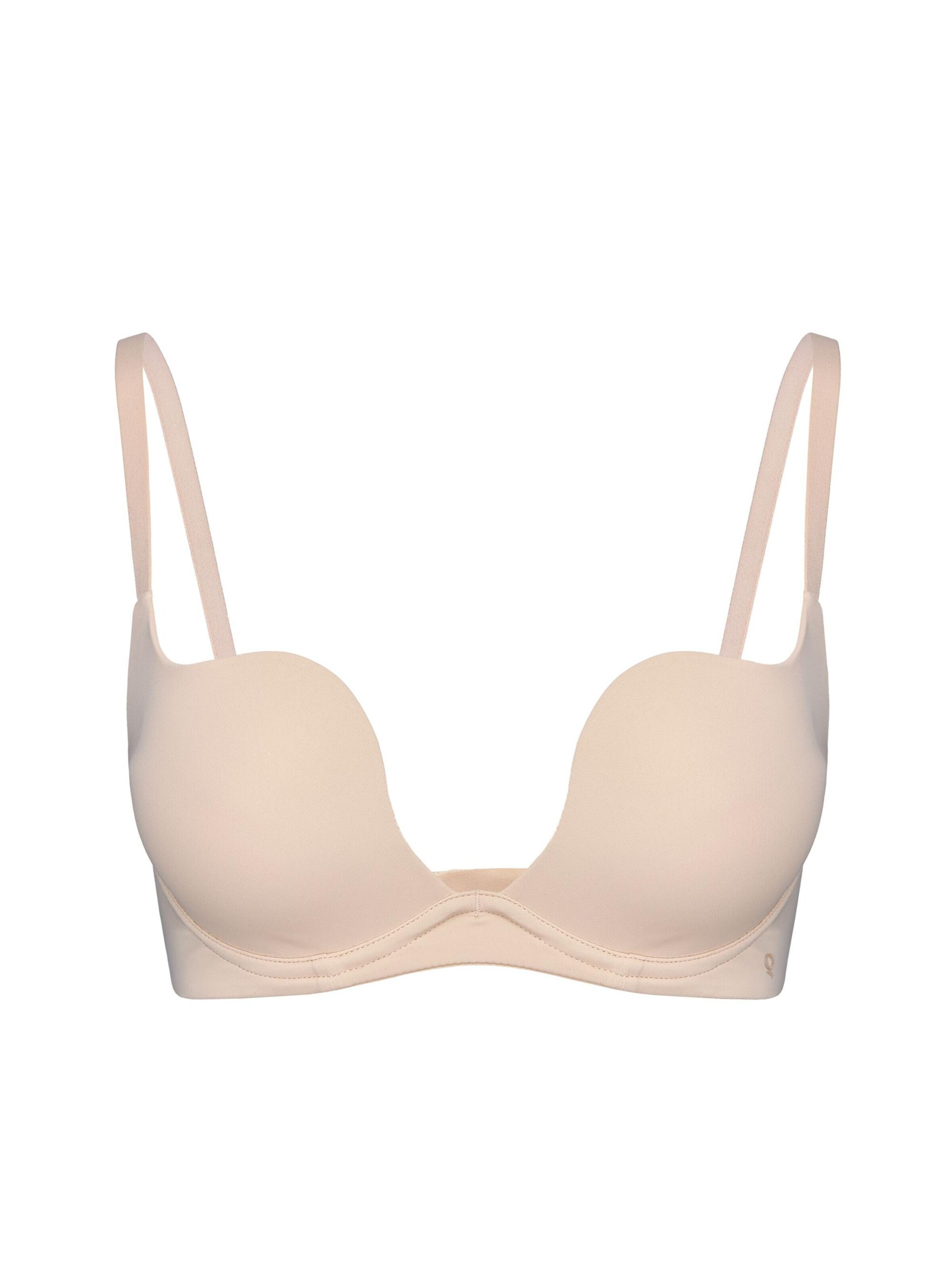ESOTIQ - Push-up Sujetador 'Push-up-BH Claudia, Plunge-Dekolleté, herausnehmbare Polster' en beige