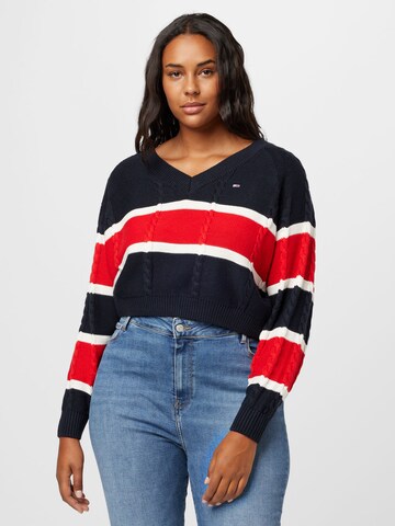 Tommy Jeans Curve Trui in Blauw: voorkant