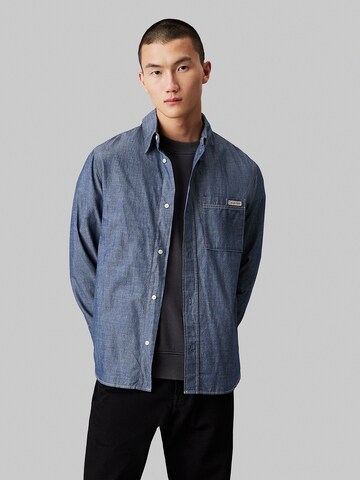 Calvin Klein Jeans Regular fit Button Up Shirt in Blue: front