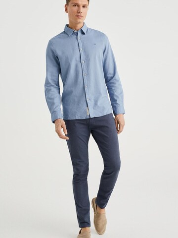 WE Fashion Slim fit Button Up Shirt in Blue