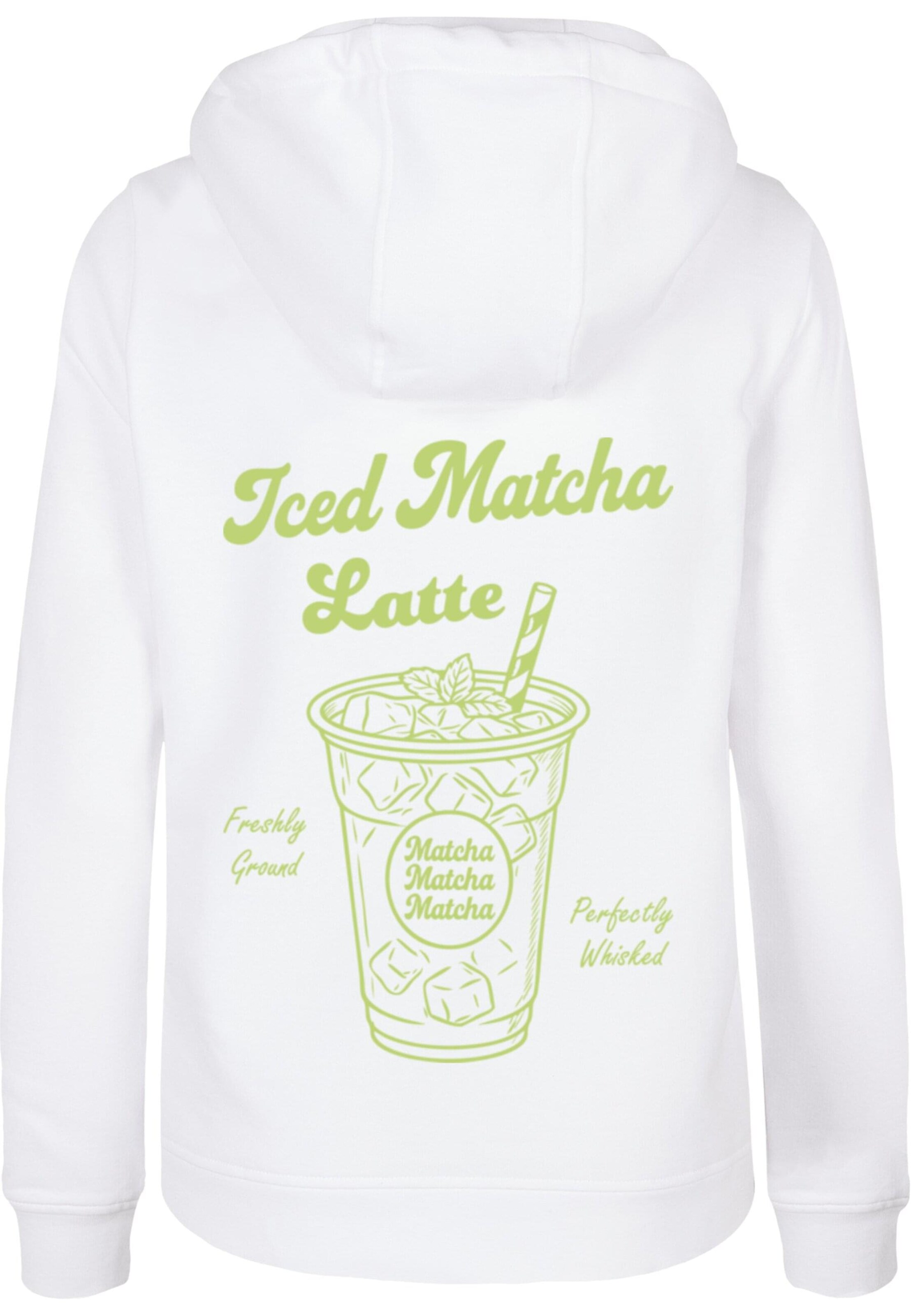 Merchcode Sweatshirt 'Iced Matcha Latte' in Weiß
