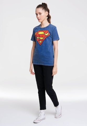 LOGOSHIRT Shirt 'DC Comics – Superman' in Blauw