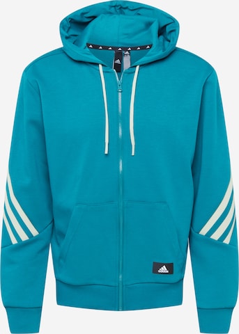 ADIDAS SPORTSWEAR Athletic Zip-Up Hoodie in Green: front