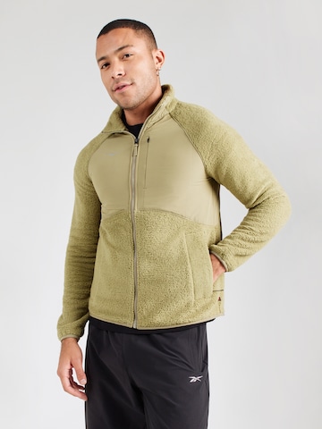 HOKA Λειτουργική ζακέτα φλις 'BASECAMP' σε πράσινο: μπροστά