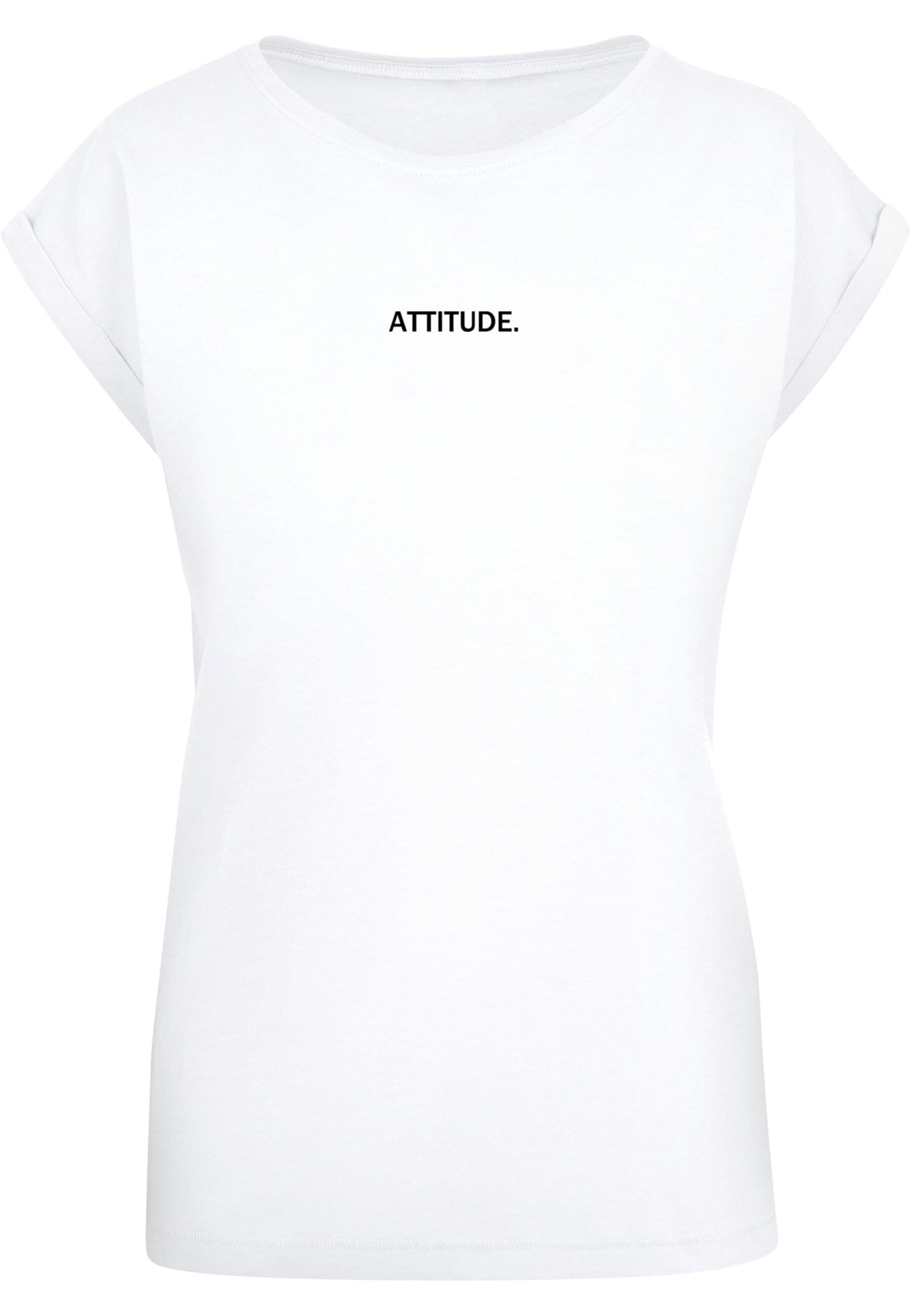 Merchcode T-Shirt 'Attitude' in Weiß: Vorderseite