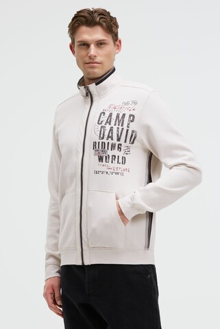CAMP DAVID Zip-Up Hoodie in Grey: front