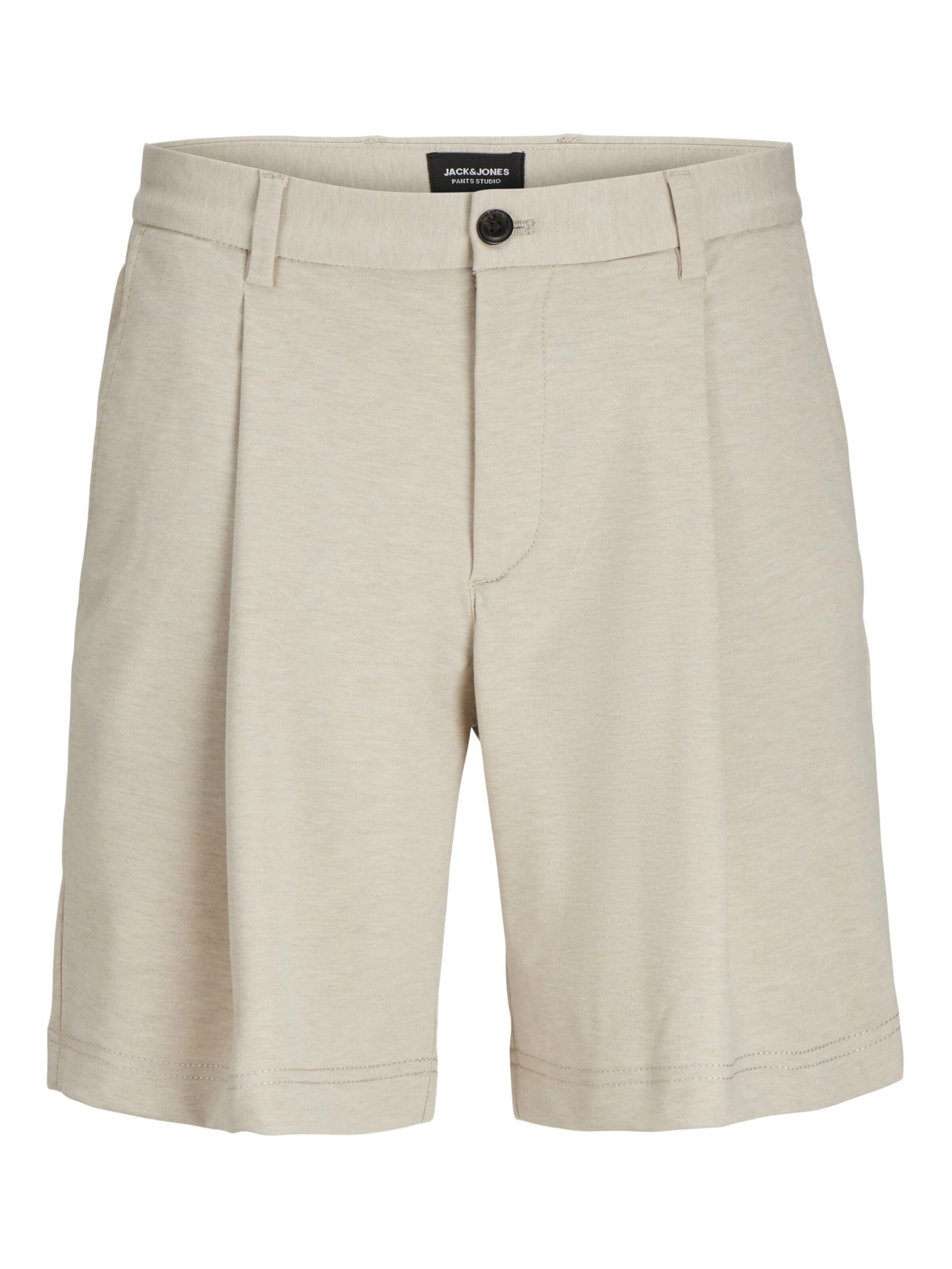 JACK & JONES Wide Leg Lærredsbukser i beige: forside
