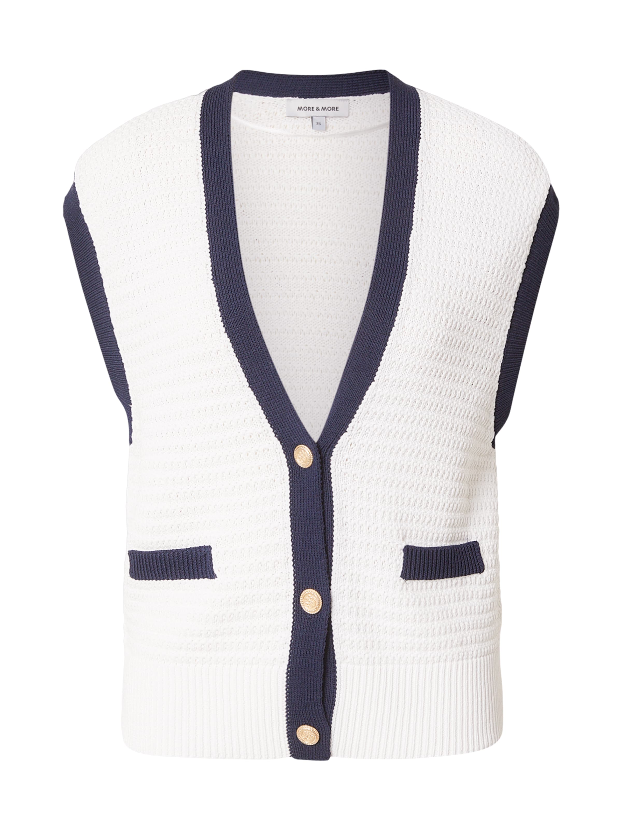 MORE & MORE Strickweste in marine / offwhite, Produktansicht