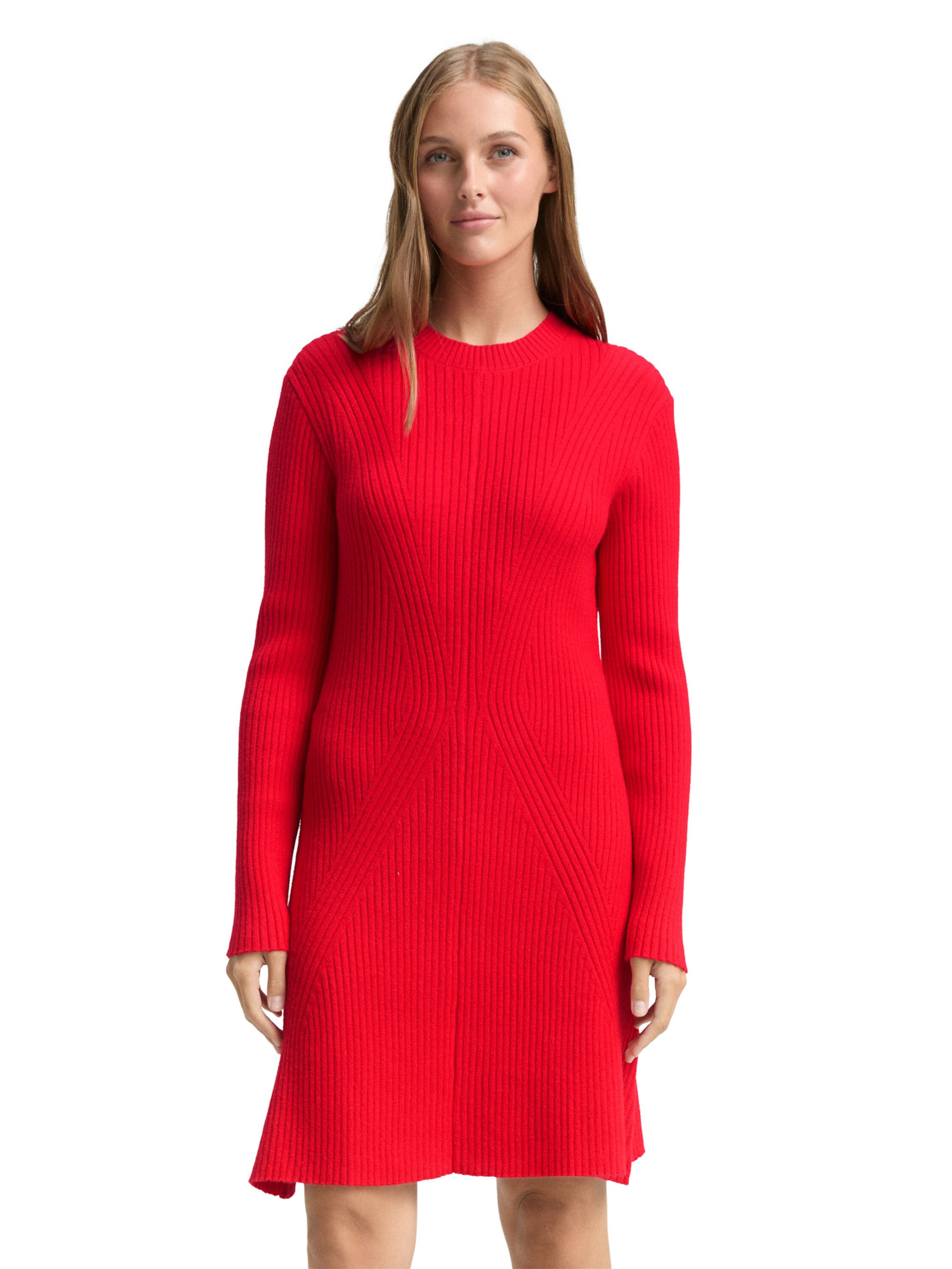 TOM TAILOR DENIM Трикотажное платье в Красный: спереди