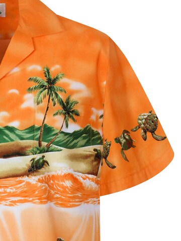 KY's Regular fit Button Up Shirt 'Turtle OLD' in Orange