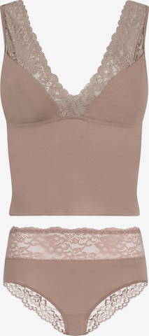 Evoni Wäsche-Sets 'mit Spitze' in Braun: Vorderseite