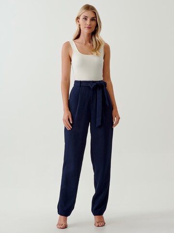 Tussah Regular Pleat-Front Pants 'ALANA' in Blue