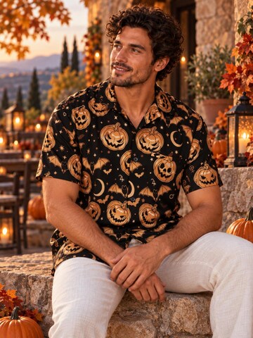 Maglietta 'Helloween Pumpkin Bat' di King Kameha in marrone