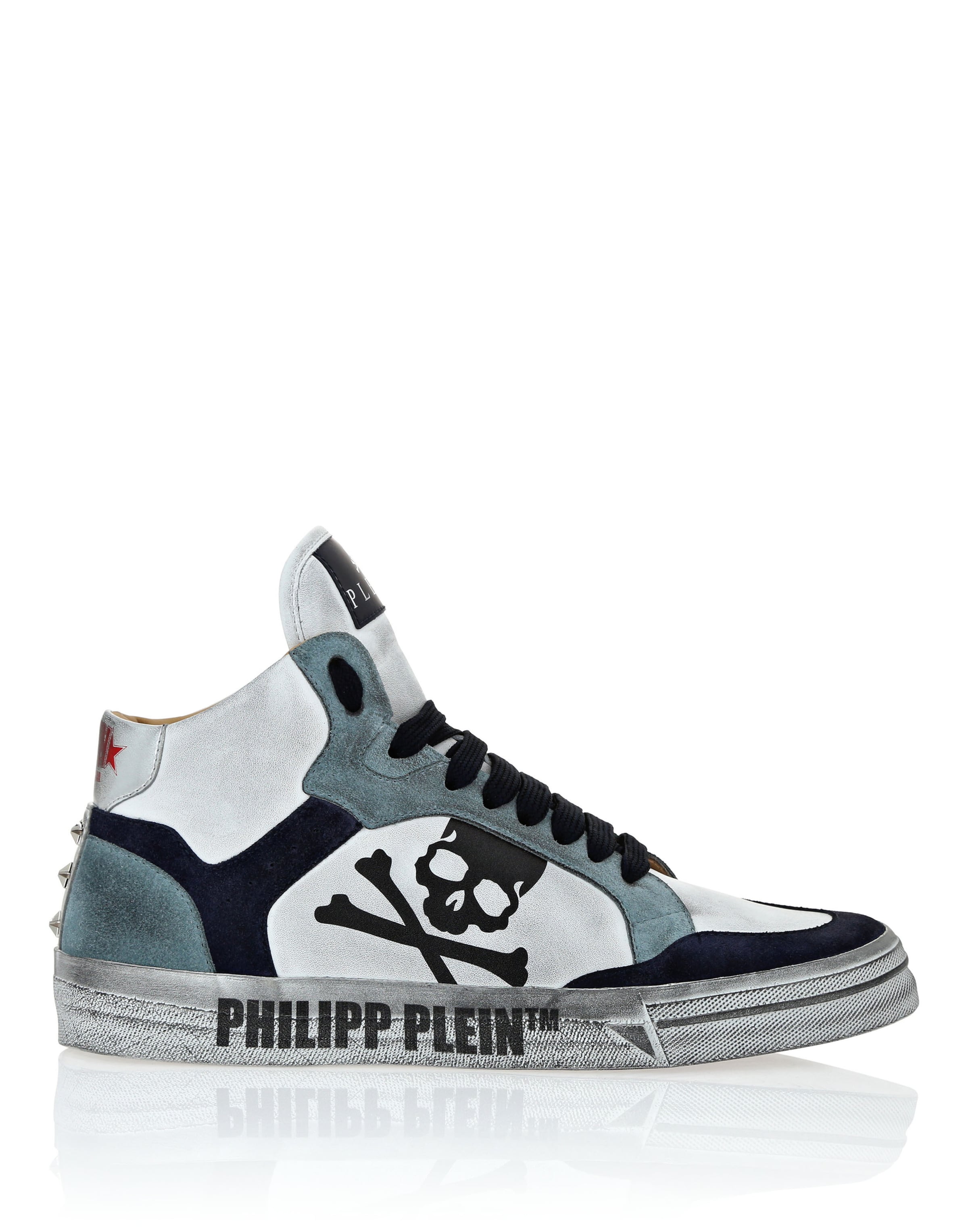 Sneaker alta 'Retrokickz' di Philipp Plein in bianco: frontale
