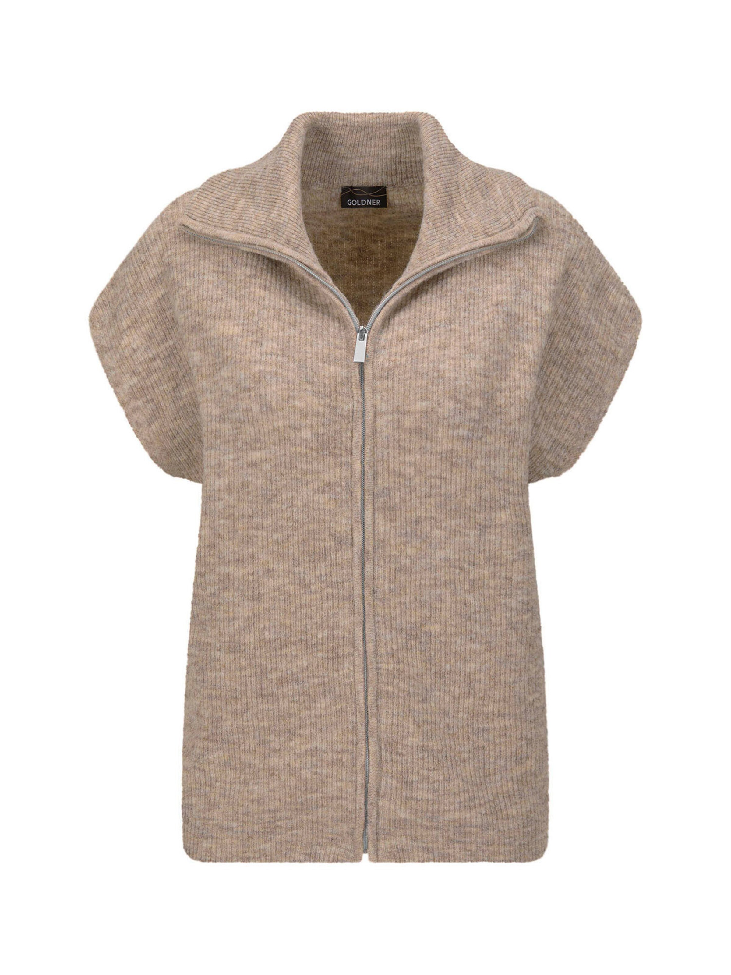 Goldner Strickweste in Beige: Vorderseite