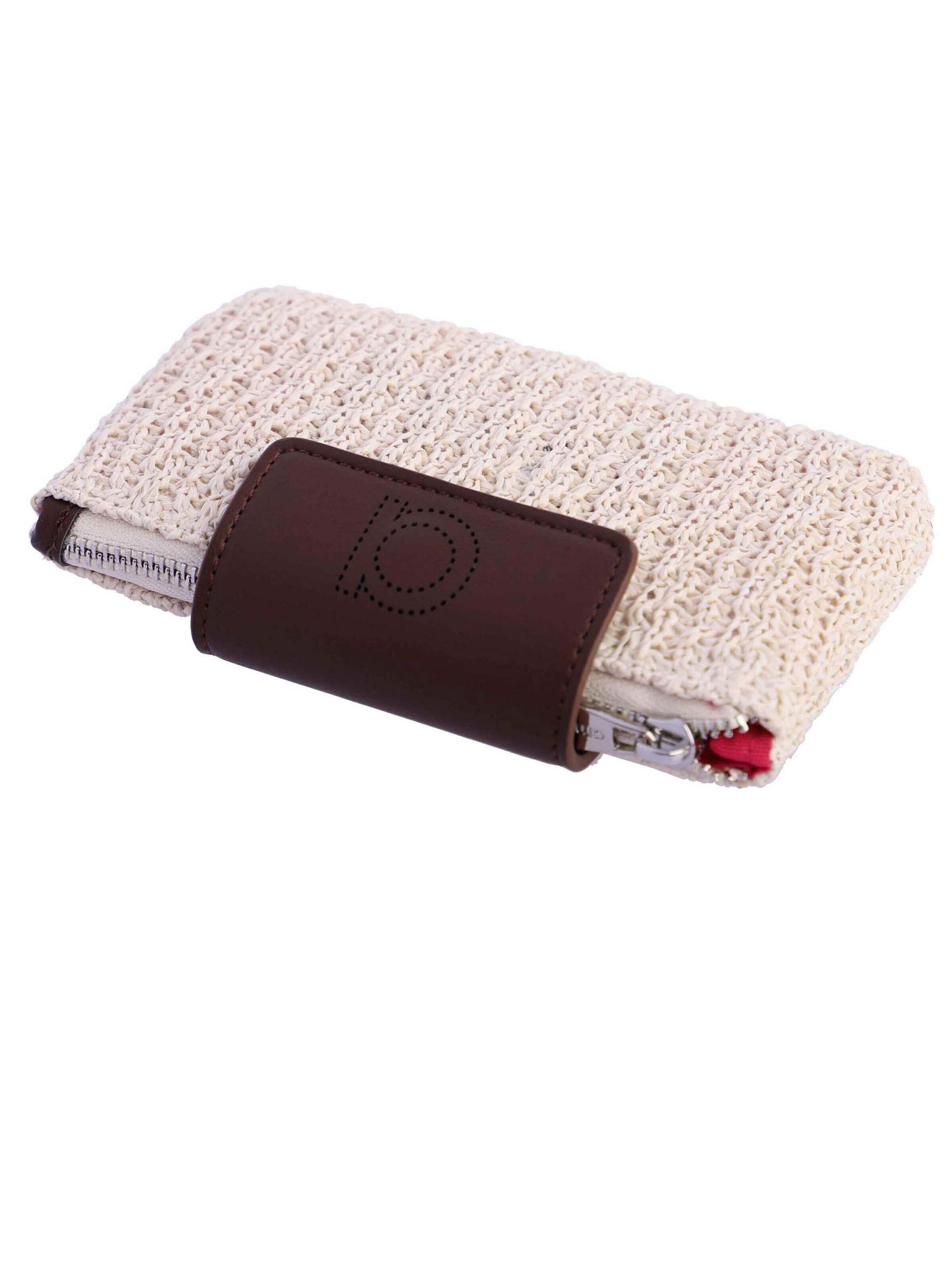Amichi - Cartera 'Cartera para mujer Sunny de fibras naturales  y cierre de solapa y cremallera' en blanco