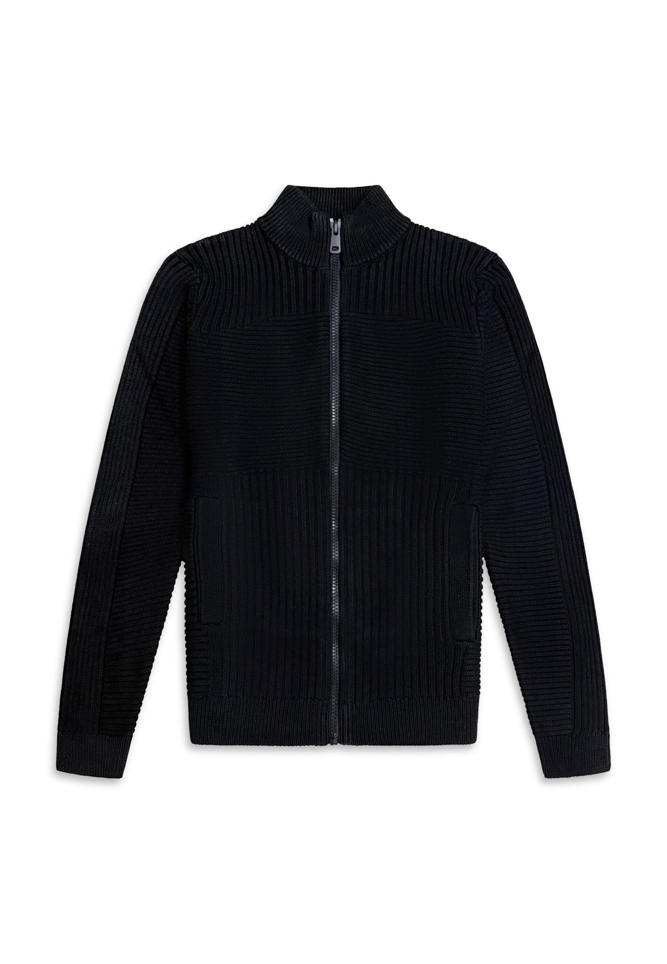 883Police Strickjacke 'Orkney' in Schwarz: Vorderseite