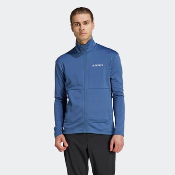 ADIDAS TERREX Athletic Fleece Jacket in Blue: front