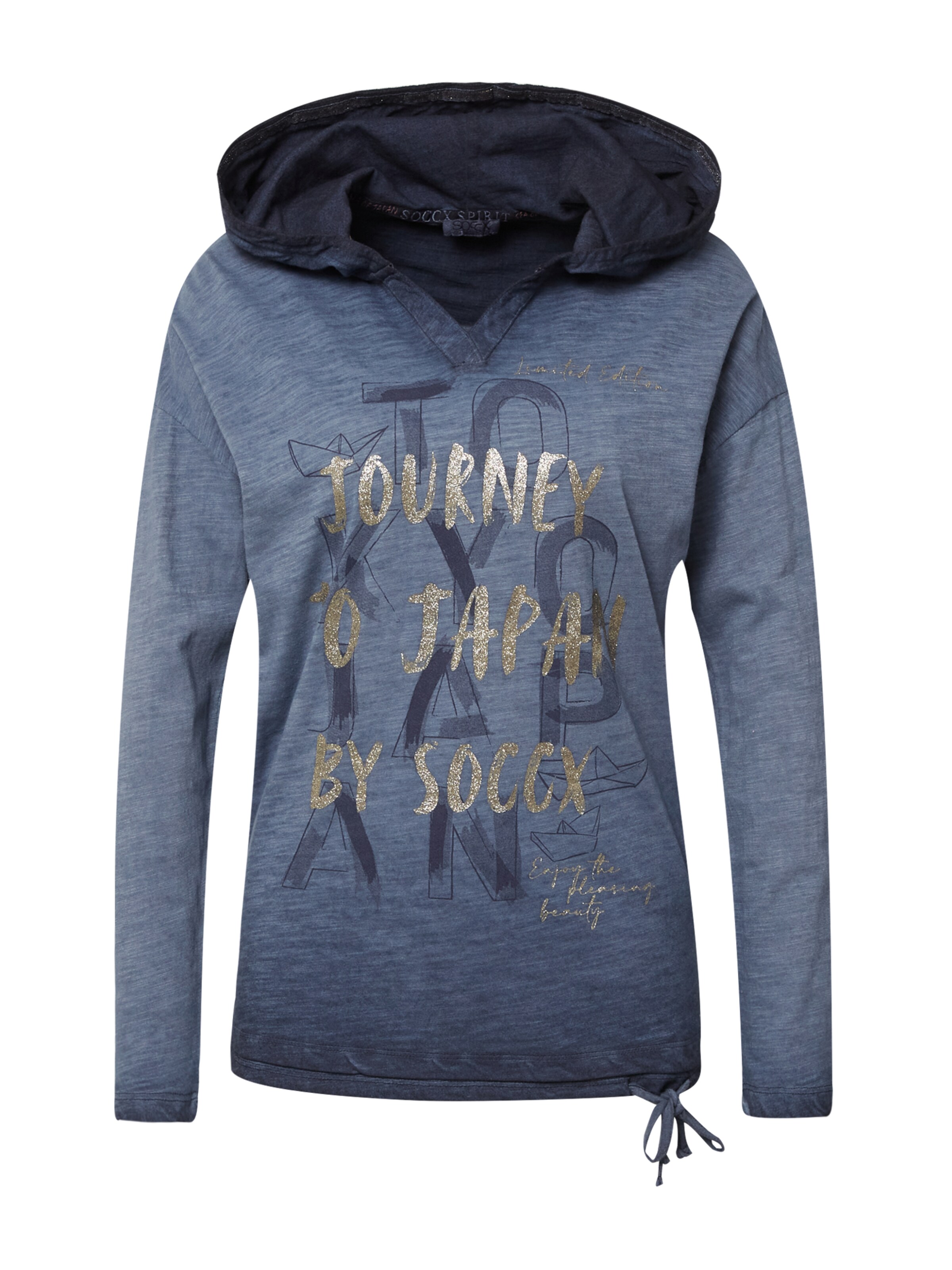 Maglietta 'Konnichiwa' di Soccx in blu: frontale