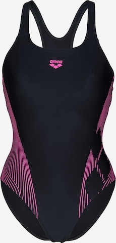 ARENABustier Jednodijelni kupaći kostim 'Swim Pro Back' - crna boja: prednji dio