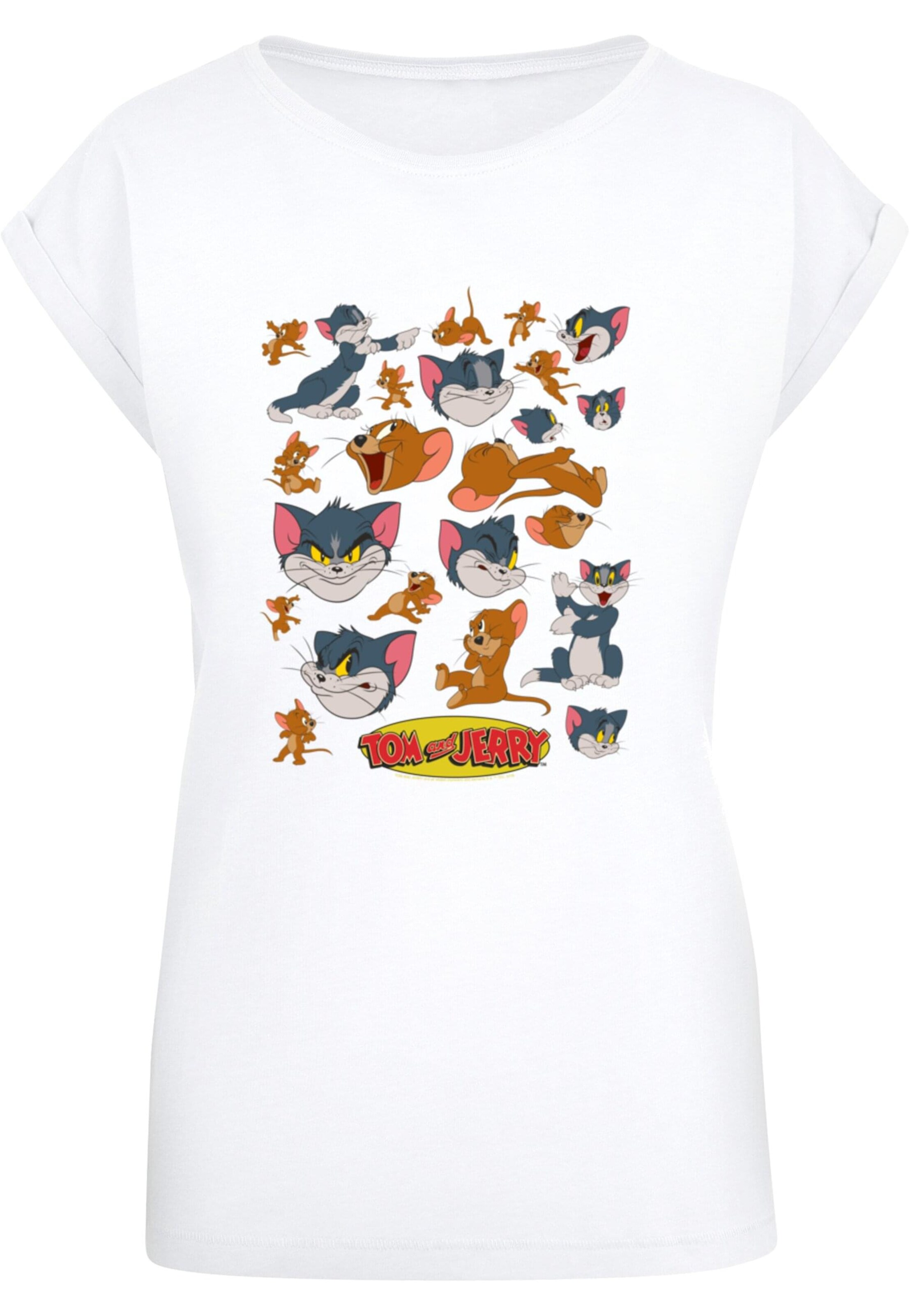 ABSOLUTE CULT T-Shirt 'Tom And Jerry - Many Faces' in Weiß: Vorderseite